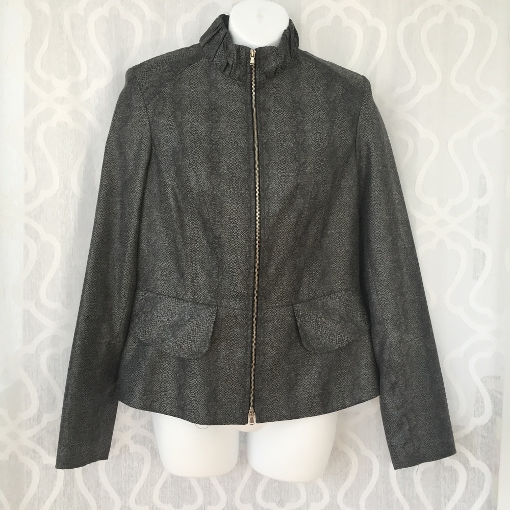 Juliana Collezione Grey Snakeskin Print Zip Jacket